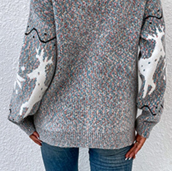 Christmas Reindeer Button Down Cardigan Sweater - Picture 6 of 6